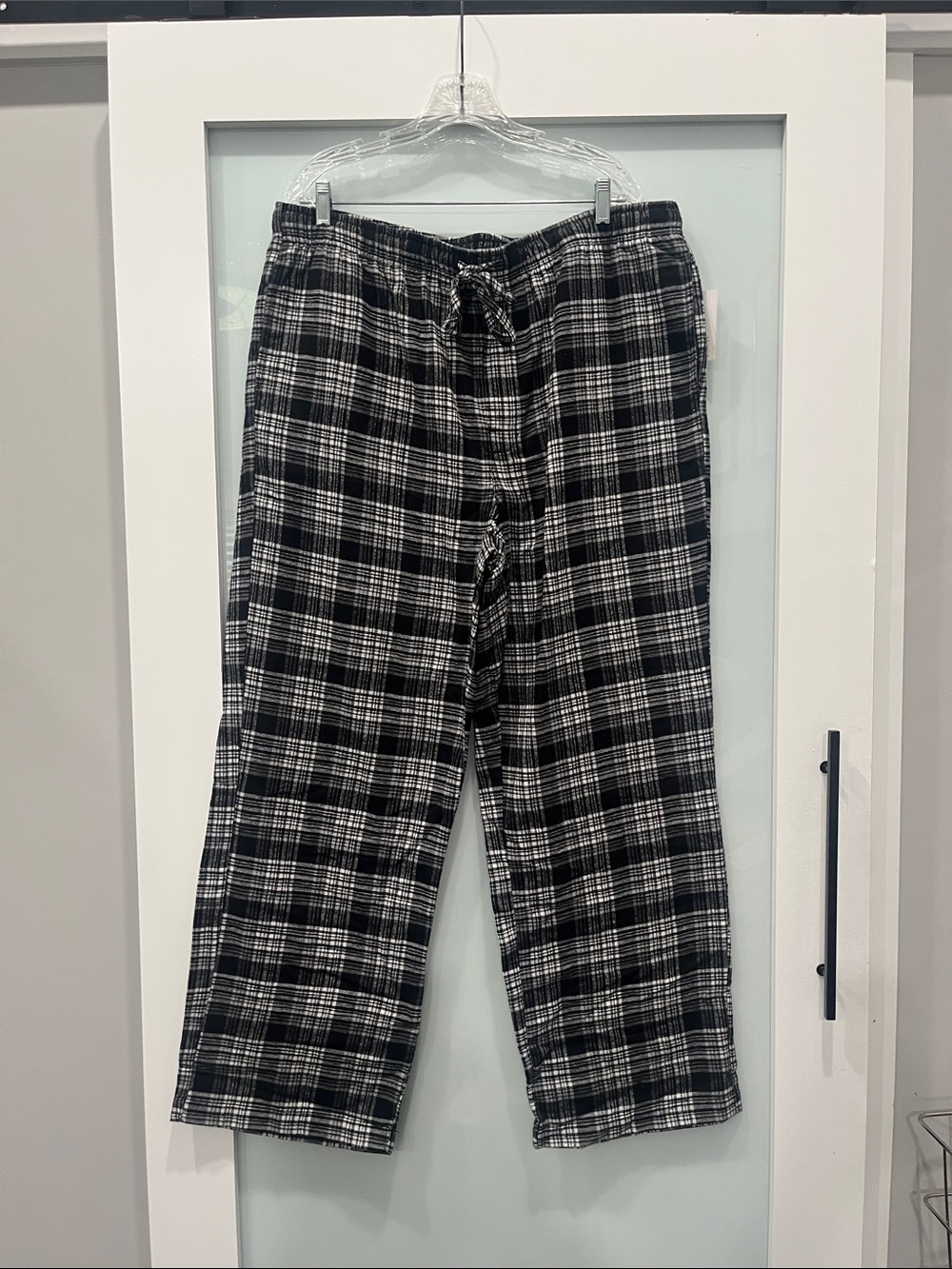 Croft & Barrow Black & White Plaid Fleece Lounge Pants, Size XL